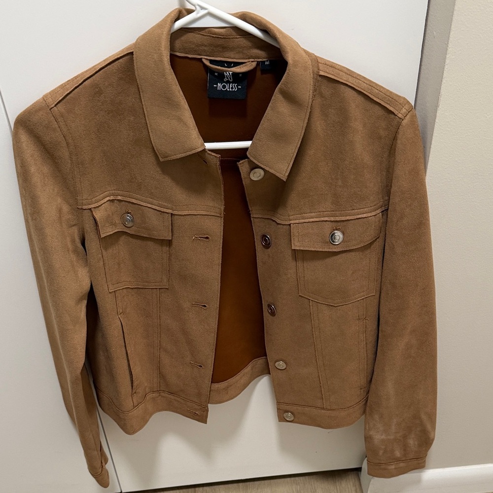 Tan Faux Suede Jacket for Women, worn once!